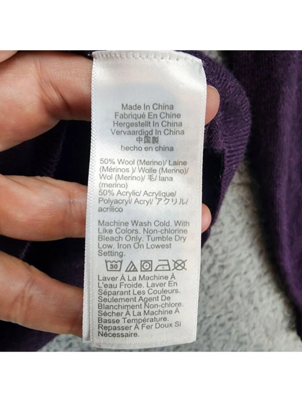 J. Crew Sweater Mens Large Purple Wool Blend Long Sleeve Pullover